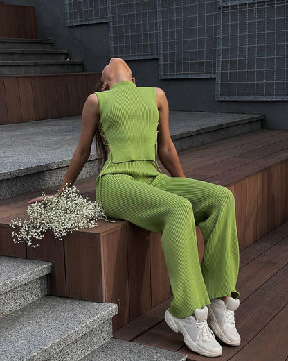 Knit Vest Suit Set
